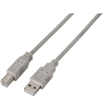 Cable USB 2.0 Impresora Aisens A101-0001/ USB Tipo-B Macho - USB Macho/ 1m/ Beige | USB