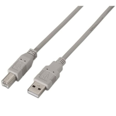 Cable USB 2.0 Impresora Aisens A101-0003/ USB Tipo-B Macho - USB Macho/ 3m/ Beige | USB