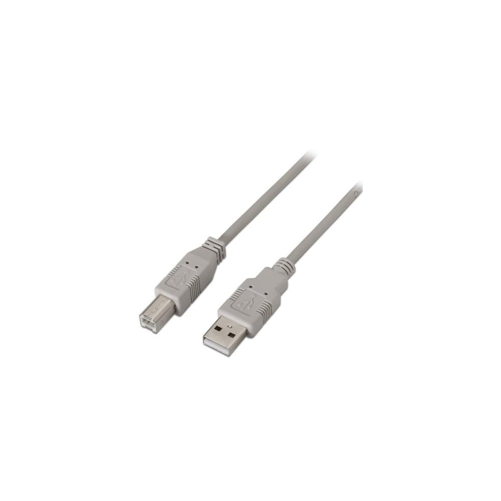 Cable USB 2.0 Impresora Aisens A101-0004/ USB Tipo-B Macho - USB Macho/ 4.5m/ Beige | USB