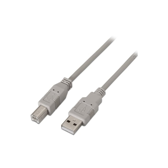 Cable USB 2.0 Impresora Aisens A101-0004/ USB Tipo-B Macho - USB Macho/ 4.5m/ Beige | USB