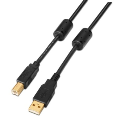 Cable USB 2.0 Impresora Aisens A101-0009/ USB Tipo-B Macho - USB Macho/ 2m/ Negro | USB