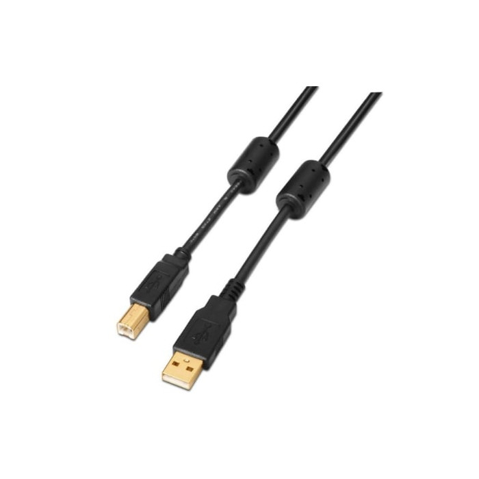 Cable USB 2.0 Impresora Aisens A101-0009/ USB Tipo-B Macho - USB Macho/ 2m/ Negro | USB