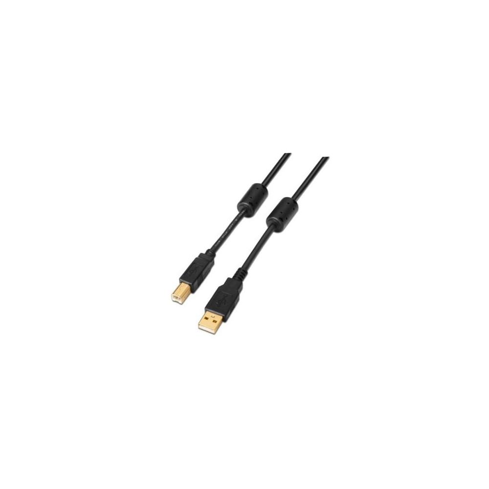 Cable USB 2.0 Impresora Aisens A101-0010/ USB Tipo-B Macho - USB Macho/ 3m/ Negro | USB