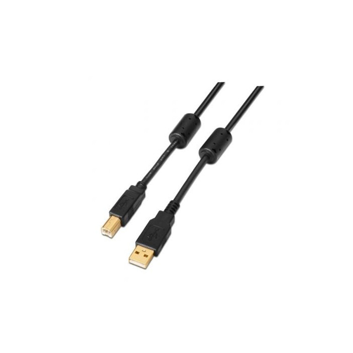 Cable USB 2.0 Impresora Aisens A101-0011/ USB Tipo-B Macho - USB Macho/ 5m/ Negro | USB