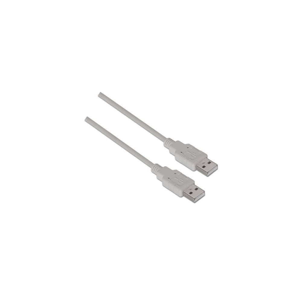 Cable USB 2.0 Aisens A101-0022/ USB Macho - USB Macho/ Hasta 2.5W/ 60Mbps/ 2m/ Beige | USB