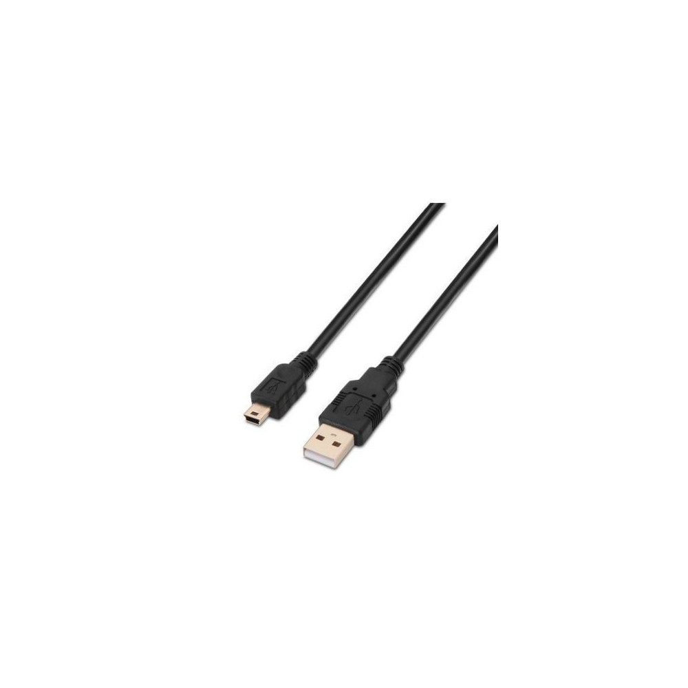 Cable USB 2.0 Aisens A101-0024/ USB Macho - MiniUSB Macho/ 1m/ Negro | USB
