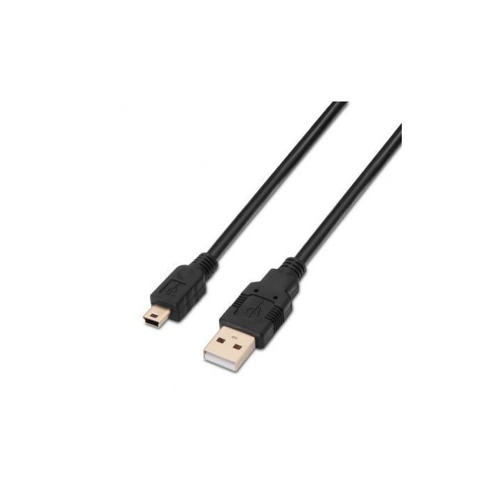 Cable USB 2.0 Aisens A101-0024/ USB Macho - MiniUSB Macho/ 1m/ Negro | USB