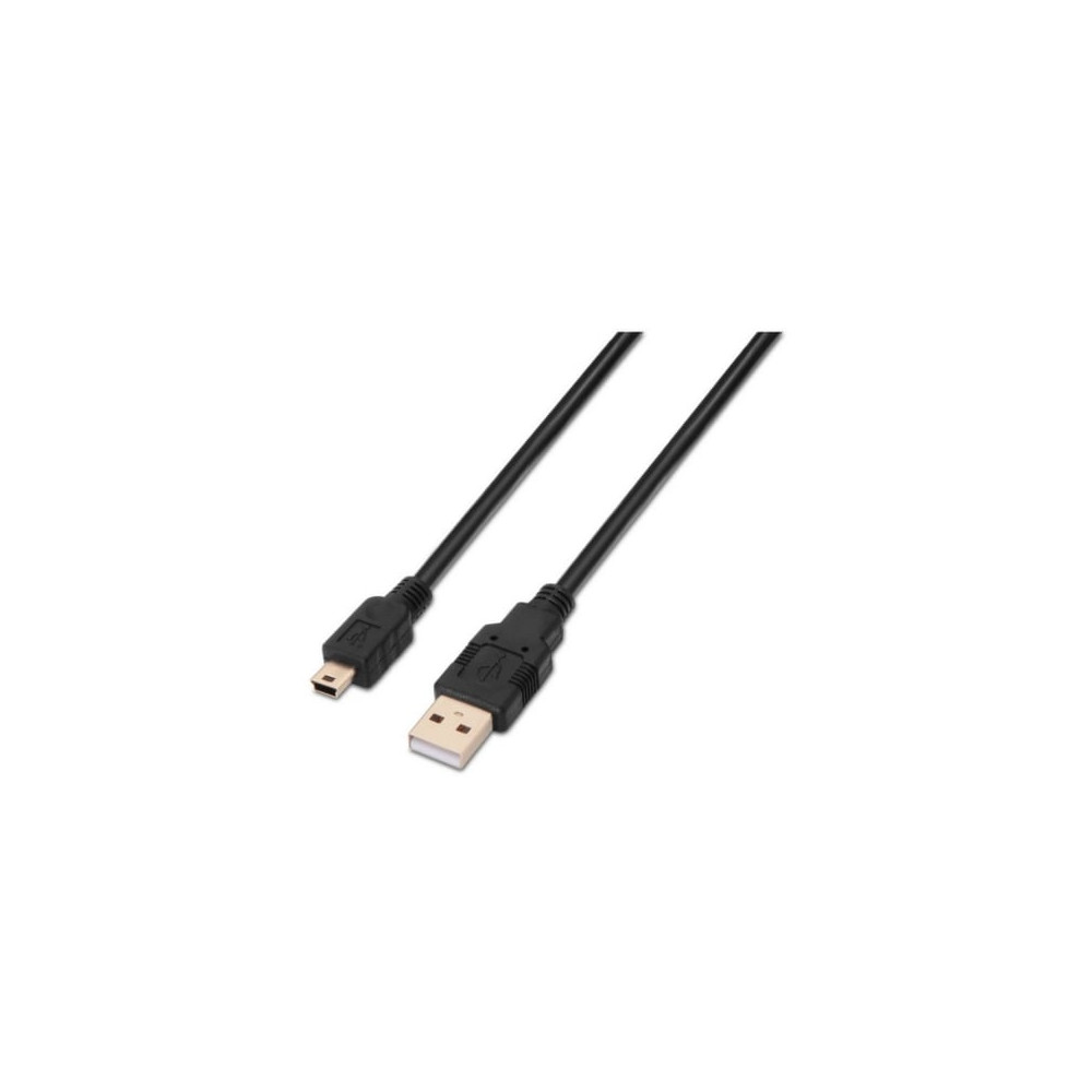 Cable USB 2.0 Aisens A101-0025/ USB Macho - USB Mini/ Hasta 2.5W/ 60Mbps/ 1.8m/ Negro | USB