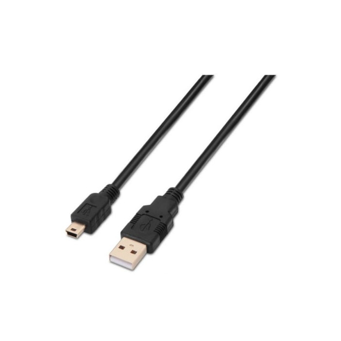 Cable USB 2.0 Aisens A101-0025/ USB Macho - USB Mini/ Hasta 2.5W/ 60Mbps/ 1.8m/ Negro | USB