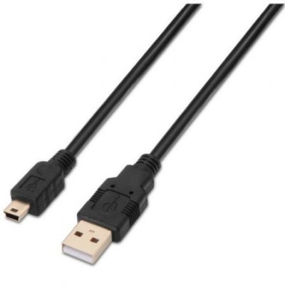 Cable USB 2.0 Aisens A101-0026/ USB Macho - MiniUSB Macho/ Hasta 2.5W/ 60Mbps/ 3m/ Negro | USB