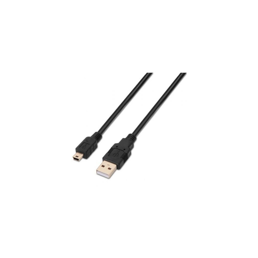 Cable USB 2.0 Aisens A101-0026/ USB Macho - MiniUSB Macho/ Hasta 2.5W/ 60Mbps/ 3m/ Negro | USB