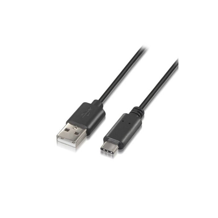 Cable USB 2.0 Tipo-C Aisens A107-0050/ USB Tipo-C Macho - USB Macho/ 480Mbps/ 50cm/ Negro | USB