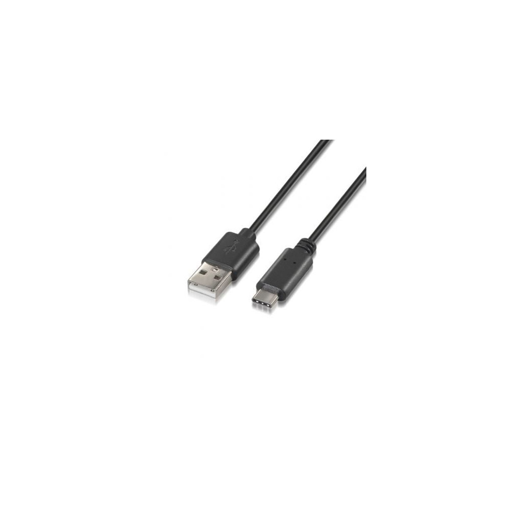 Cable USB 2.0 Tipo-C Aisens A107-0051/ USB Tipo-C Macho - USB Macho/ 480Mbps/ 1m/ Negro | USB