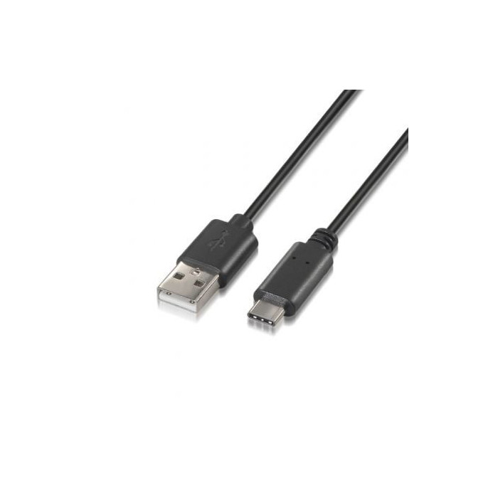 Cable USB 2.0 Tipo-C Aisens A107-0051/ USB Tipo-C Macho - USB Macho/ 480Mbps/ 1m/ Negro | USB