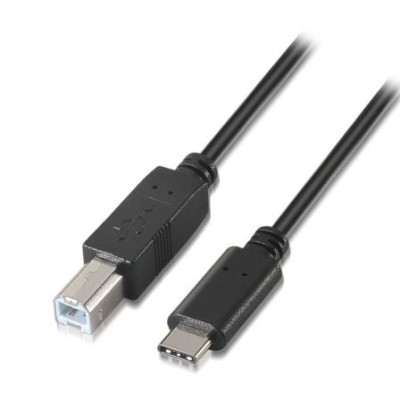 Cable USB 2.0 Impresora Aisens A107-0053/ USB Tipo-C Macho - USB Tipo-B Macho/ 480Mbps/ 1m/ Negro | USB