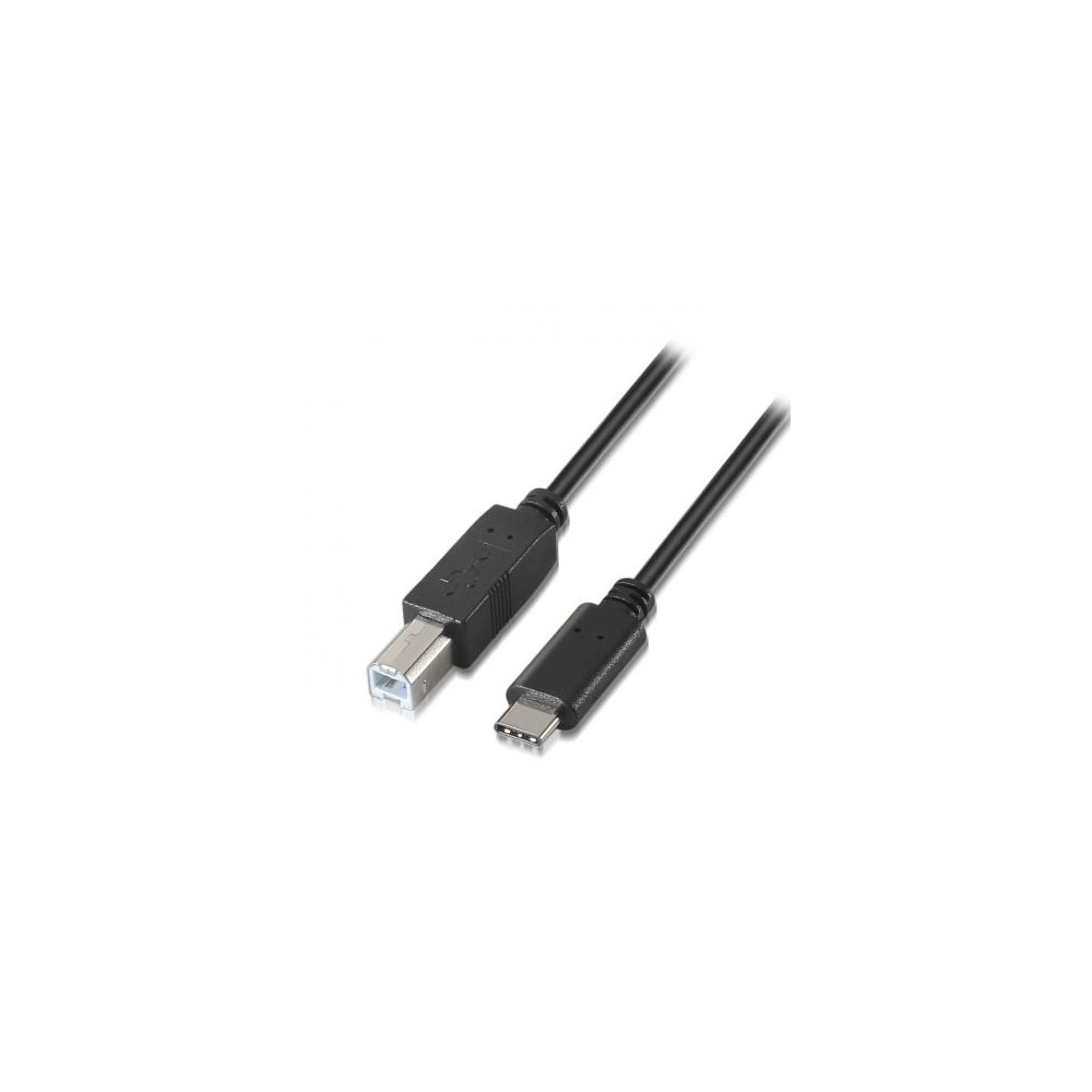 Cable USB 2.0 Impresora Aisens A107-0053/ USB Tipo-C Macho - USB Tipo-B Macho/ 480Mbps/ 1m/ Negro | USB