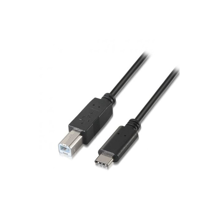 Cable USB 2.0 Impresora Aisens A107-0053/ USB Tipo-C Macho - USB Tipo-B Macho/ 480Mbps/ 1m/ Negro | USB