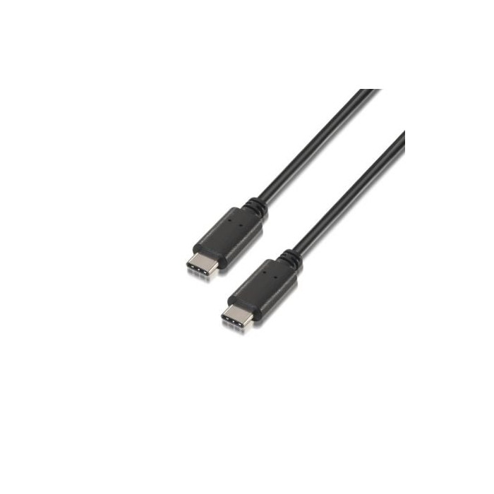 Cable USB 2.0 Tipo-C Aisens A107-0056/ USB Tipo-C Macho - USB Tipo-C Macho/ 480Mbps/ 1m/ Negro | USB-C