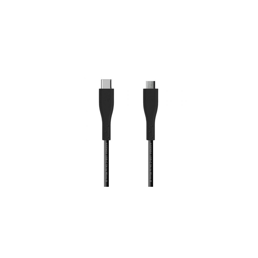 Cable USB 2.0 Aisens A107-0349/ USB Tipo-C Macho - MicroUSB Macho/ 480Mbps/ 1m/ Negro | USB