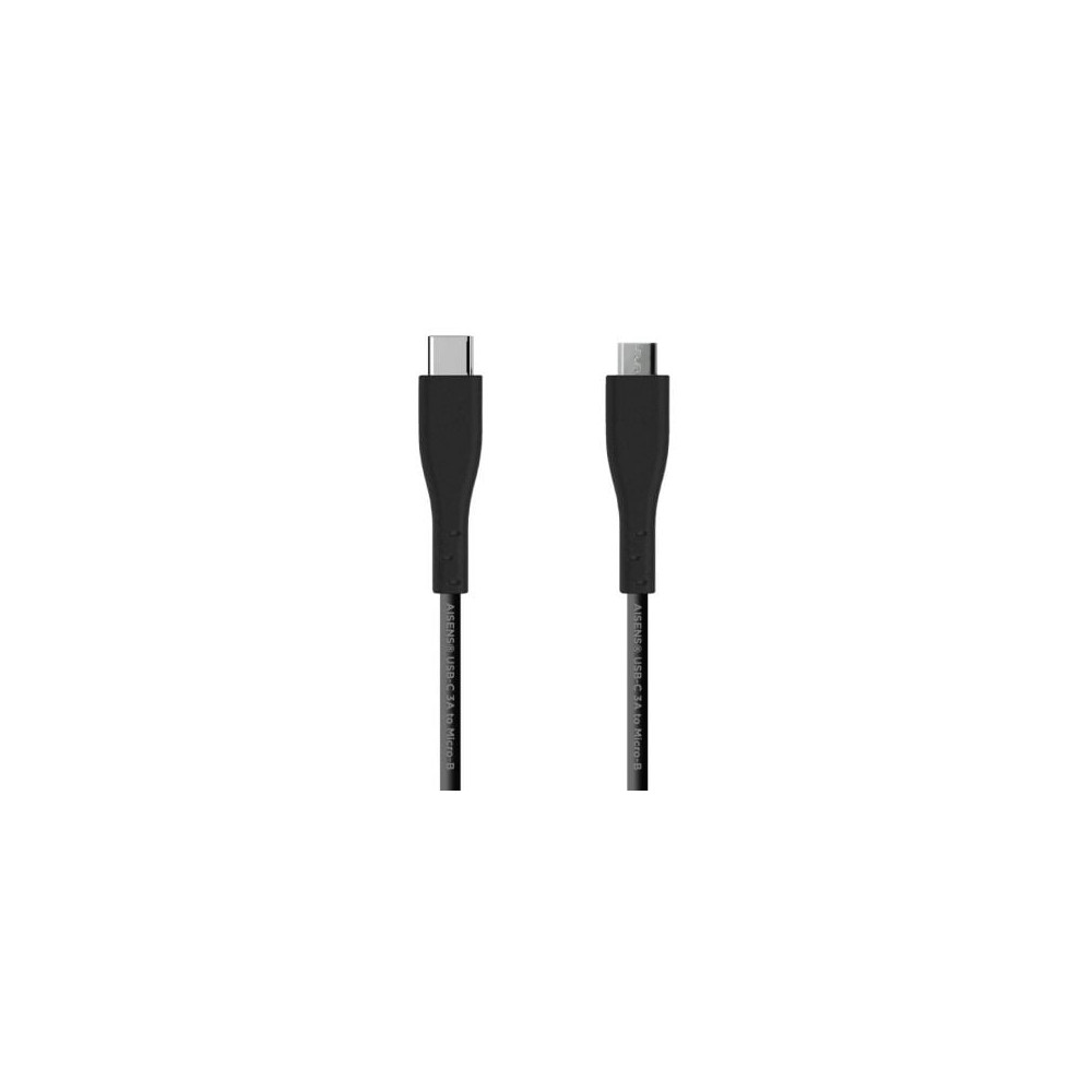Cable USB 2.0 Tipo-C Aisens A107-0350/ USB Tipo-C Macho - MicroUSB/ 480Mbps/ 2m/ Negro | USB