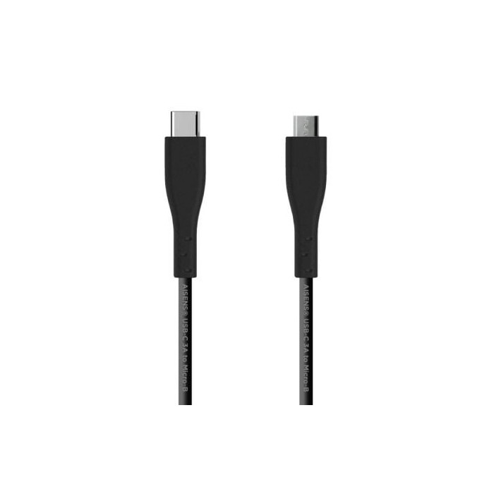 Cable USB 2.0 Tipo-C Aisens A107-0350/ USB Tipo-C Macho - MicroUSB/ 480Mbps/ 2m/ Negro | USB