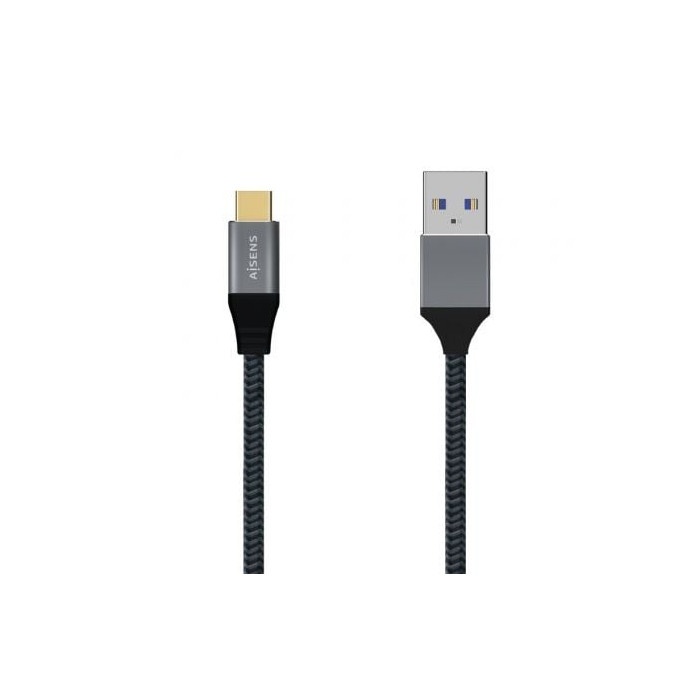 Cable USB 3.1 Tipo-C Aisens A107-0631/ USB Tipo-C Macho - USB Macho/ Hasta 27W/ 1250Mbps/ 1m/ Gris | USB