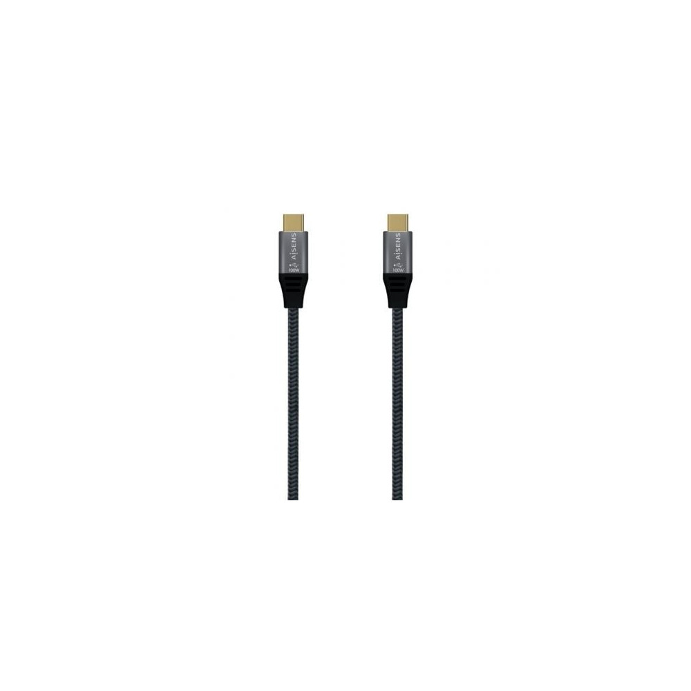 Cable USB 3.2 Tipo-C Aisens A107-0672 20GBPS 100W/ USB Tipo-C Macho - USB Tipo-C Macho/ Hasta 100W/ 20Gbps/ 1.5m/ Gris | USB-C
