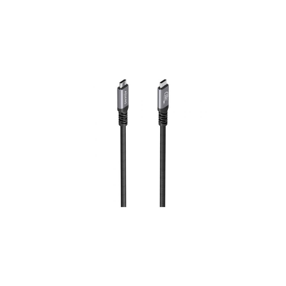 Cable USB 3.2 Tipo-C Aisens A107-0989/ USB Tipo-C Macho - USB Tipo-C Macho/ Hasta 100W/ 10Gbps/ 4m/ Negro | USB-C