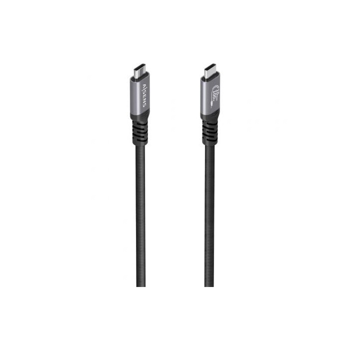 Cable USB 3.2 Tipo-C Aisens A107-0989/ USB Tipo-C Macho - USB Tipo-C Macho/ Hasta 100W/ 10Gbps/ 4m/ Negro | USB-C