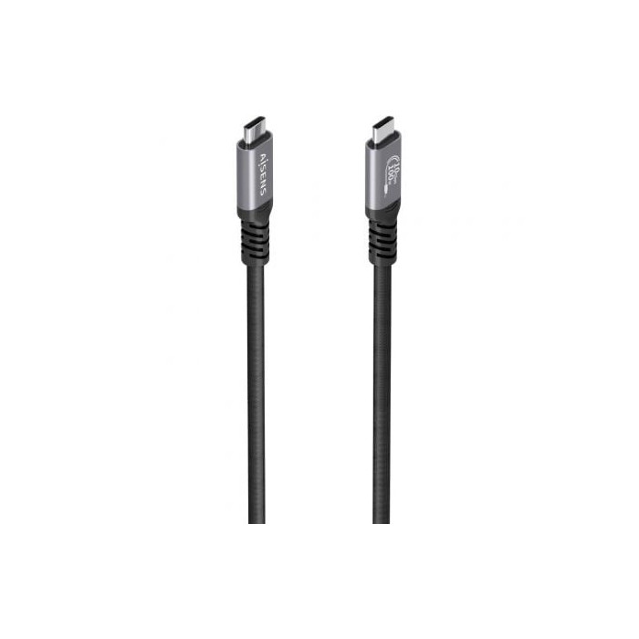 Cable USB 3.2 Tipo-C Aisens A107-0990/ USB Tipo-C Macho - USB Tipo-C Macho/ Hasta 100W/ 10Gbps/ 5m/ Negro | USB-C
