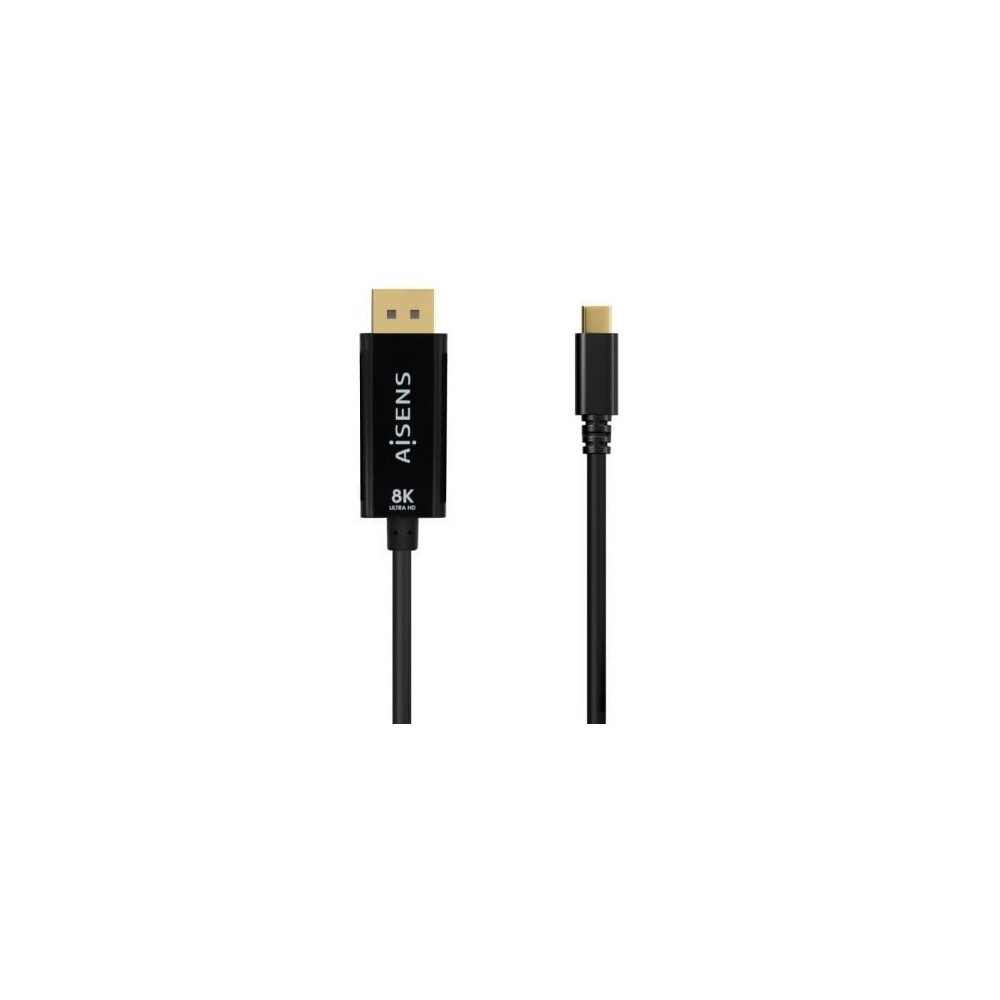 Cable Conversor Aisens A109-0688/ USB Tipo-C Macho - DisplayPort Macho/ Hasta 27W/ 1250Mbps/ 80cm/ Negro | VGA/DVI/DisplayPort