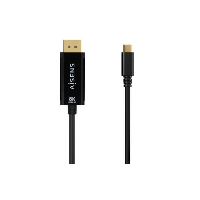 Cable Conversor Aisens A109-0688/ USB Tipo-C Macho - DisplayPort Macho/ Hasta 27W/ 1250Mbps/ 80cm/ Negro | VGA/DVI/DisplayPort