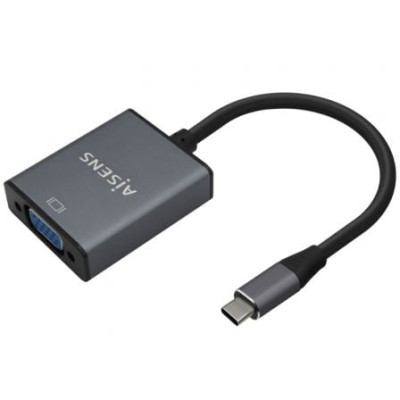 Conversor Aisens A109-0691/ USB Tipo-C Macho - VGA Hembra/ Hasta 27W/ 1250Mbps/ 15cm/ Gris | VGA/DVI/DisplayPort