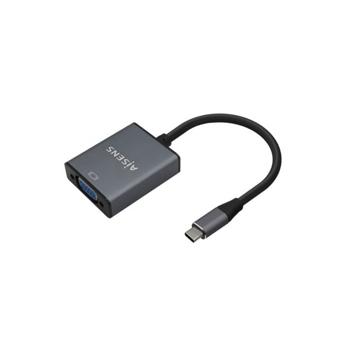 Conversor Aisens A109-0691/ USB Tipo-C Macho - VGA Hembra/ Hasta 27W/ 1250Mbps/ 15cm/ Gris | VGA/DVI/DisplayPort