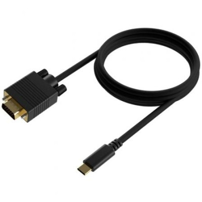 Cable Conversor Aisens A109-0692/ USB Tipo-C Macho - VGA Macho/ Hasta 27W/ 1250Mbps/ 80cm/ Negro | VGA/DVI/DisplayPort