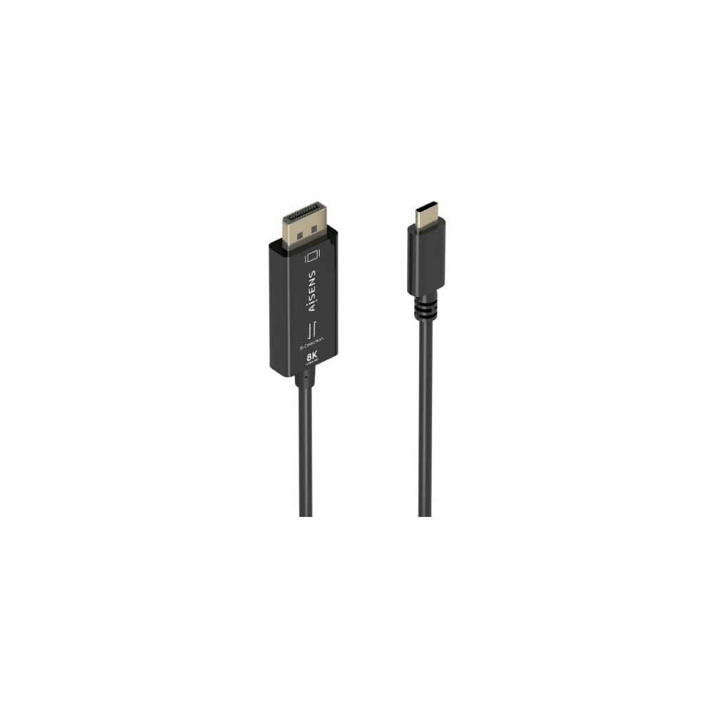 Cable Conversor Aisens A109-0879/ USB Tipo-C Macho - DisplayPort Macho/ 1.8m/ Negro | VGA/DVI/DisplayPort