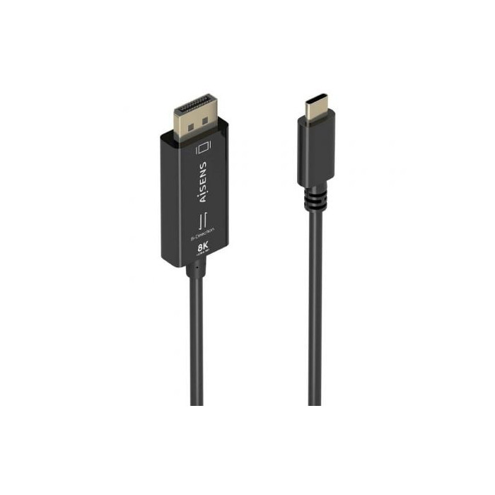 Cable Conversor Aisens A109-0879/ USB Tipo-C Macho - DisplayPort Macho/ 1.8m/ Negro | VGA/DVI/DisplayPort