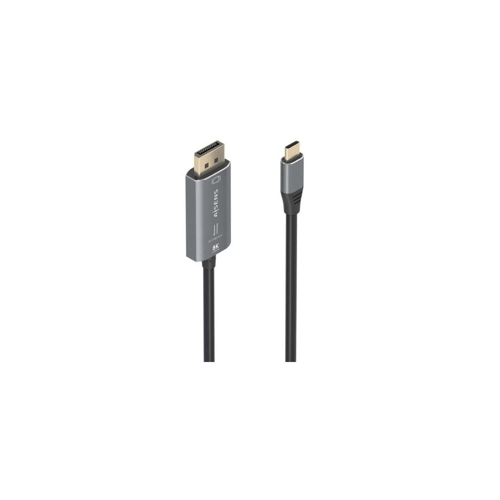 Cable Conversor Aisens A109-0880/ USB Tipo-C Macho - DisplayPort Macho/ 1.8m/ Negro | VGA/DVI/DisplayPort