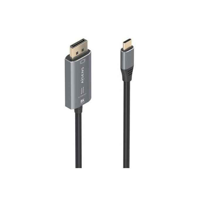 Cable Conversor Aisens A109-0880/ USB Tipo-C Macho - DisplayPort Macho/ 1.8m/ Negro | VGA/DVI/DisplayPort