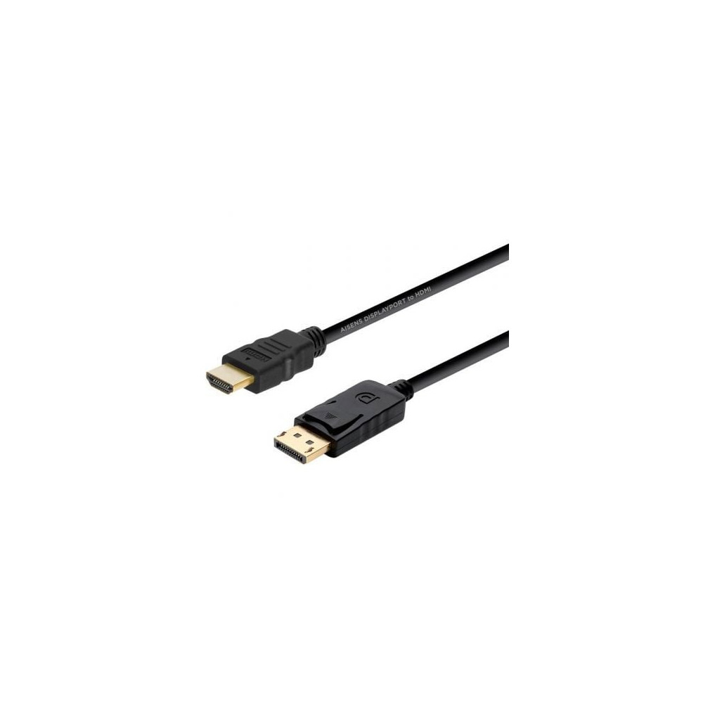 Cable Conversor Aisens A125-0364/ DisplayPort Macho - HDMI Macho/ Hasta 5W/ 2300Mbps/ 2m/ Negro | VGA/DVI/DisplayPort