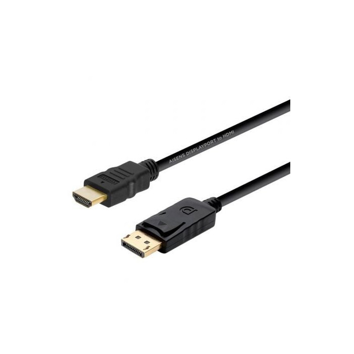 Cable Conversor Aisens A125-0364/ DisplayPort Macho - HDMI Macho/ Hasta 5W/ 2300Mbps/ 2m/ Negro | VGA/DVI/DisplayPort