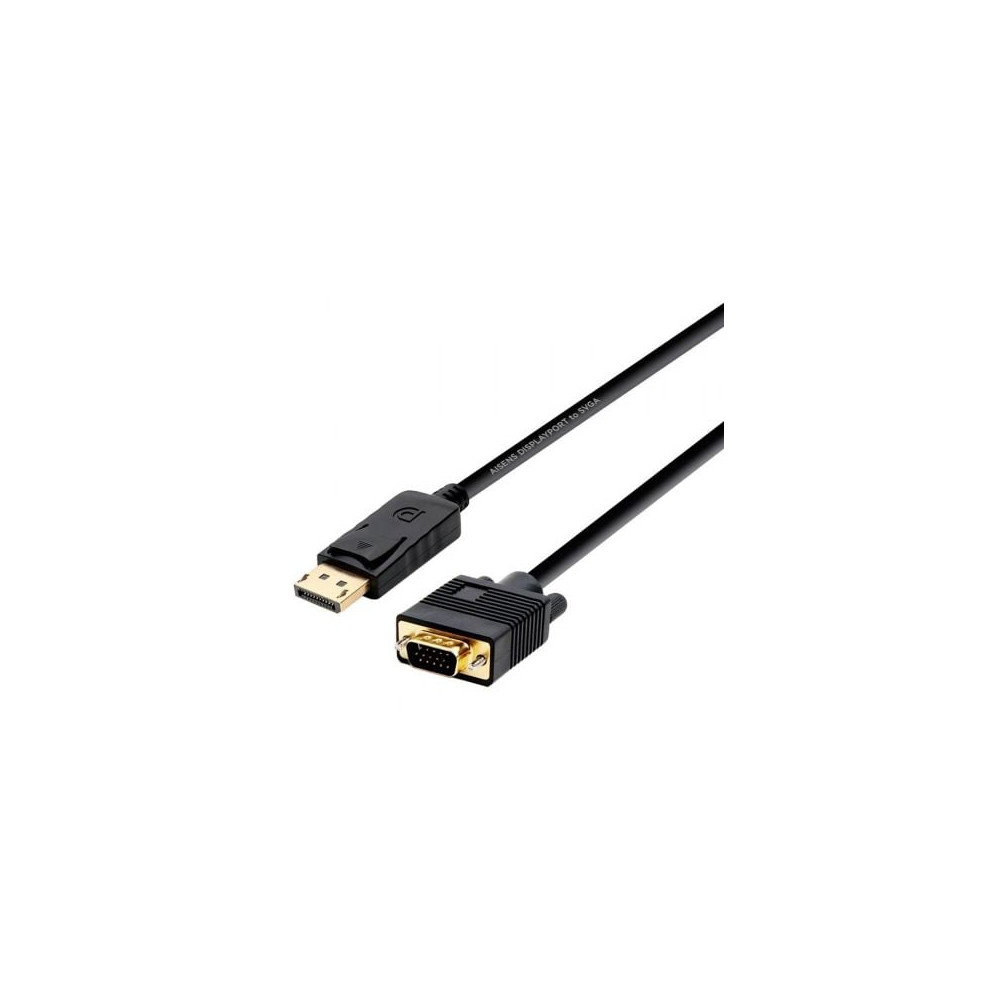 Cable Conversor Aisens A125-0365/ DisplayPort Macho - VGA Macho/ Hasta 5W/ 2300Mbps/ 2m/ Negro | VGA/DVI/DisplayPort