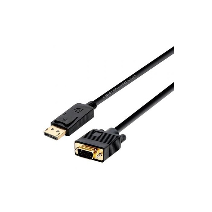 Cable Conversor Aisens A125-0365/ DisplayPort Macho - VGA Macho/ Hasta 5W/ 2300Mbps/ 2m/ Negro | VGA/DVI/DisplayPort