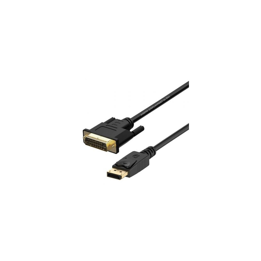 Cable Conversor Aisens A125-0366/ DisplayPort Macho - DVI Macho/ Hasta 5W/ 2300Mbps/ 2m/ Negro | VGA/DVI/DisplayPort