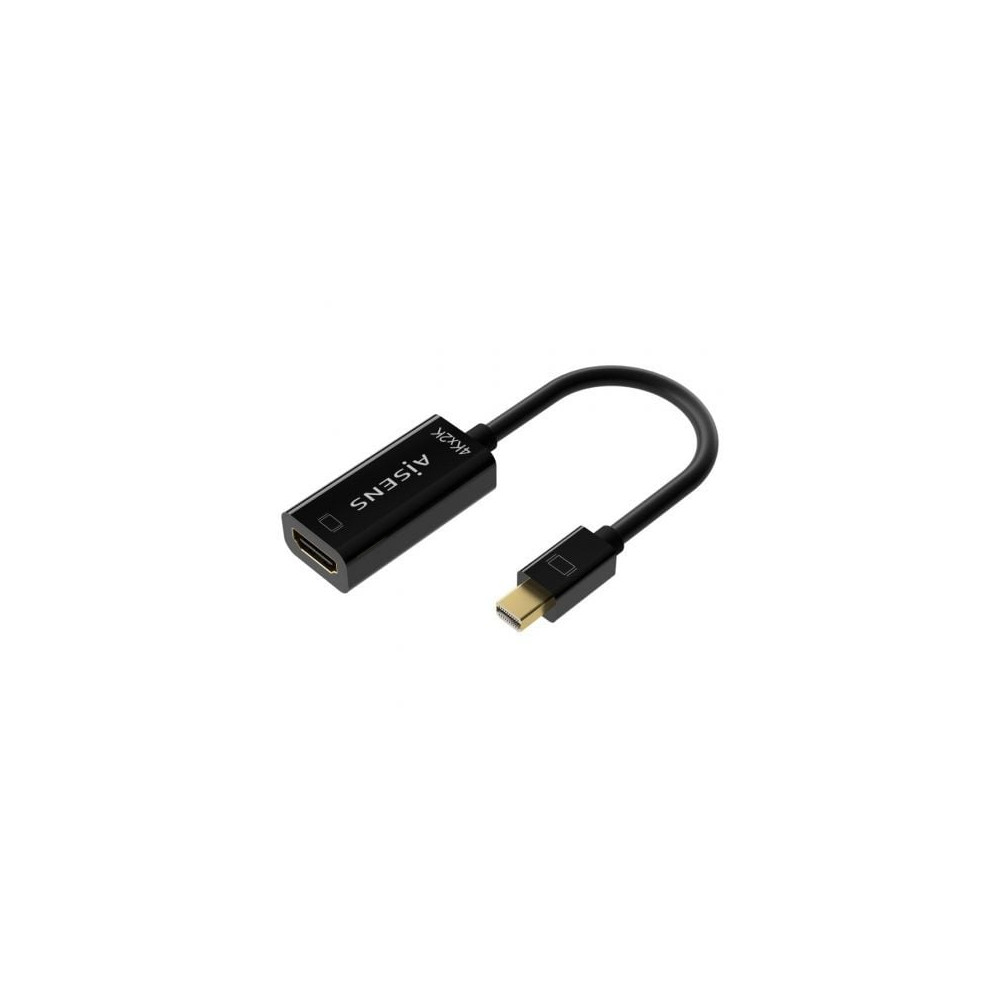 Cable Conversor Aisens A125-0643/ Mini DisplayPort Macho - HDMI Hembra/ Hasta 5W/ 2300Mbps/ 15cm/ Negro | VGA/DVI/DisplayPort