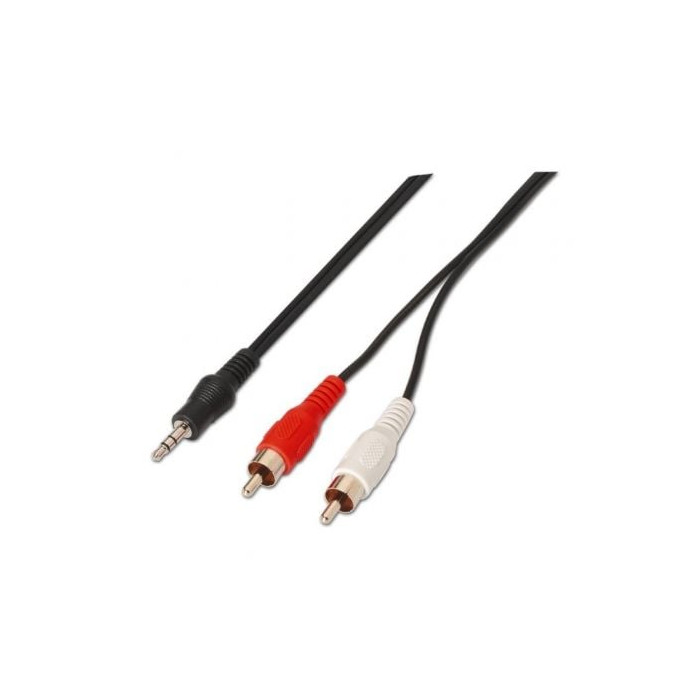 Cable Estéreo Aisens A128-0148/ Jack 3.5 Macho - 2x RCA Macho/ Hasta 0.1W/ 3m/ Negro | Audio