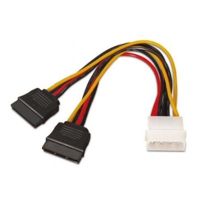 Cable Duplicador de Alimentación Aisens A131-0161/ Molex 4 PIN Macho - 2x SATA Hembra/ Hasta 54W/ 20cm | Alimentación y Datos