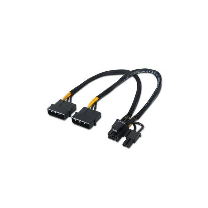 Cable Alimentación Tarjeta Gráfica Aisens A131-0165/ 2x Molex Macho - Molex 6+2 PIN Macho/ Hasta 54W/ 20cm | Alimentación y Dato