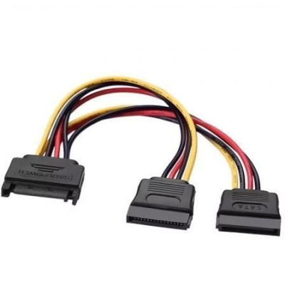 Cable Alimentación Aisens A131-0353/ SATA Macho - 2x SATA Hembra/ Hasta 54W/ 20cm/ Negro | Alimentación y Datos
