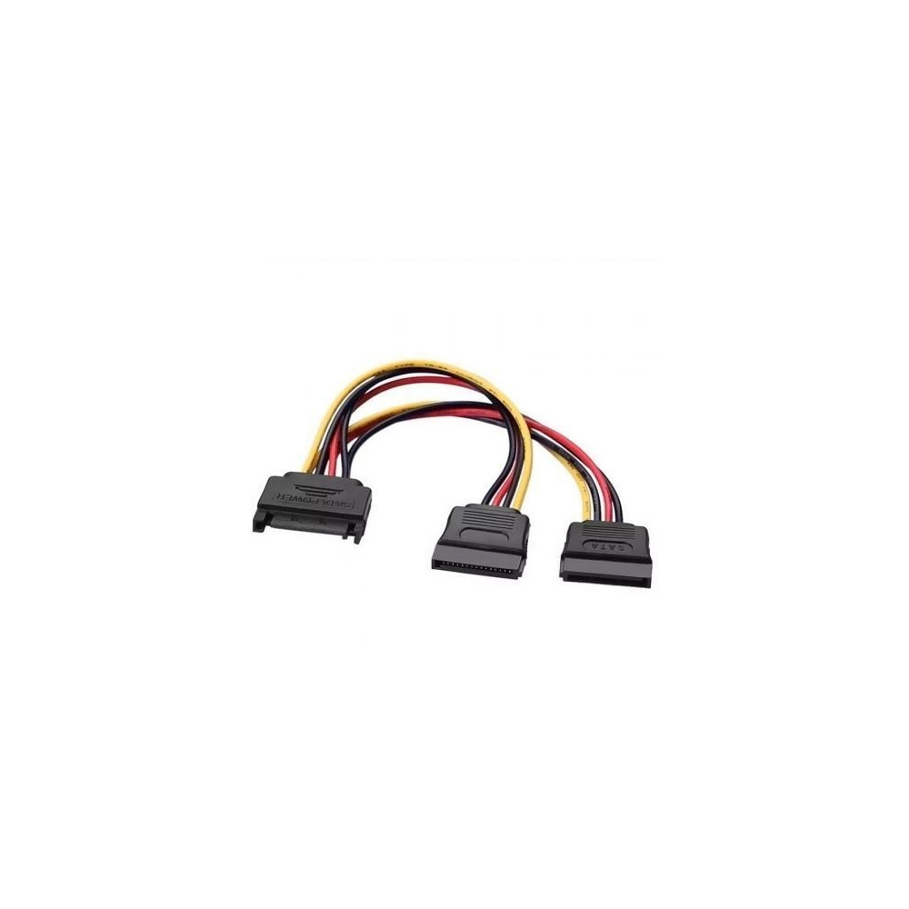 Cable Alimentación Aisens A131-0353/ SATA Macho - 2x SATA Hembra/ Hasta 54W/ 20cm/ Negro | Alimentación y Datos